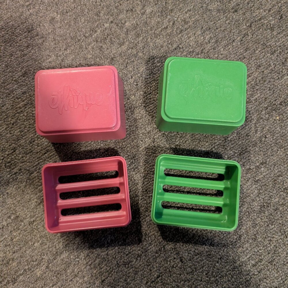 Ethique Pink Green In-Shower Containers Shampoo Conditioner Bars‎ - Plastic-Free